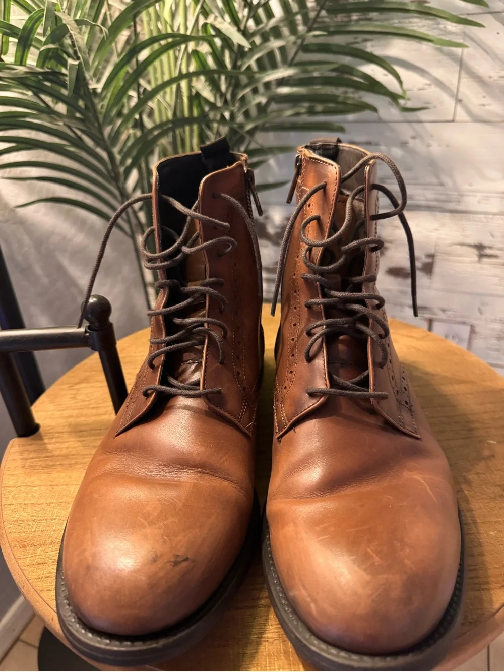 Zara Oxford Brogue Leather Ankle Boots